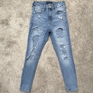 Women's Aéropostale Super High Rise Jegging Distressed Blue Denim Jeans